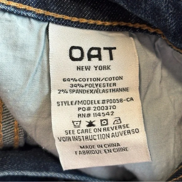 Oat Mid Rise Mini Cropped Flare Blue Jeans Raw Hem NWT Women's Size 24 or 00 - Picture 7 of 12